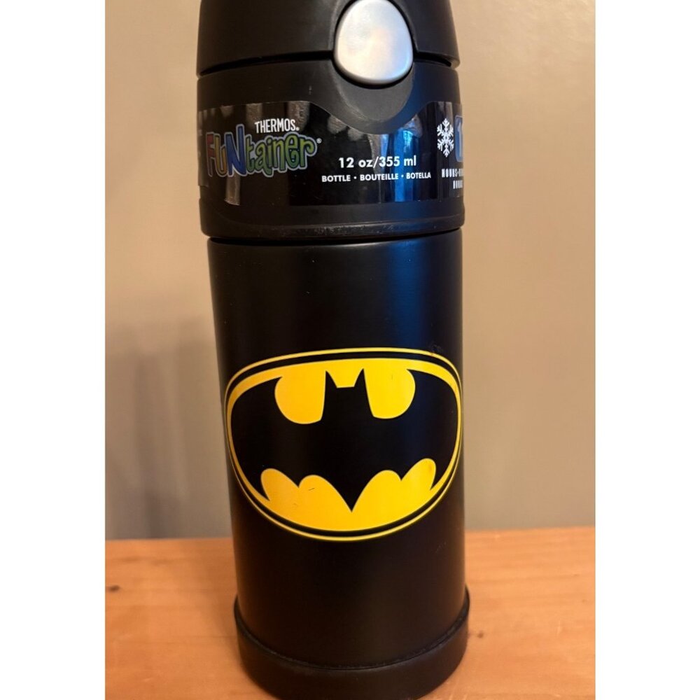 Batman Thermos Funtainer  Insulated Stainless Steel Kids Water Bottle Flip Straw